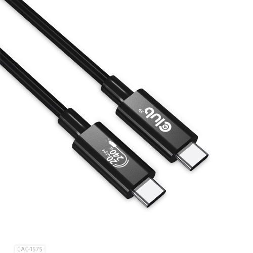 CLUB3D CAVO USB4 GEN2x2 TYPE-C A USB TYPE-C BIDIREZIONALE 4K 60HZ DATA 20GBPS PD 240W 48V/5A EPR M/M 2MT BLACK